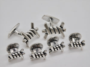 Barbed Wire Studs & Cuff Link Set - Sterling Silver