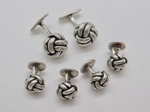 Knot Studs & Cuff Link Set - Sterling Silver
