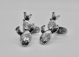 Prickly Pear Cactus Studs & Cuff Link Set - Sterling Silver