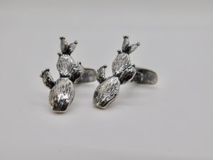 Prickly Pear Cactus Cuff Links - Sterling Silver