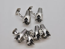 Load image into Gallery viewer, Oil Well Drill Bit Studs &amp; Cuff Link Set - Sterling Silver