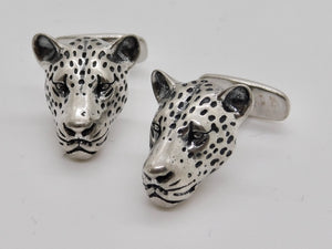 Leopard Studs & Cuff Link Set - Sterling Silver