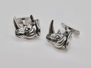 Rhino Studs & Cuff Link Set - Sterling Silver