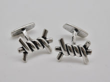 Load image into Gallery viewer, Barbed Wire Studs &amp; Cuff Link Set - Sterling Silver