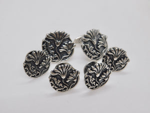 Victorian Floral Studs & Cuff Link Set - Sterling Silver