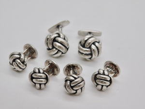 Knot Studs & Cuff Link Set - Sterling Silver