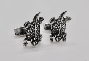 Horned Frog Stud & Cuff Link Set - Sterling Silver