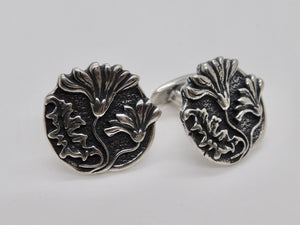 Victorian Floral Studs & Cuff Link Set - Sterling Silver
