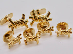 Barbed Wire Studs & Cuff Set - Gold Plated
