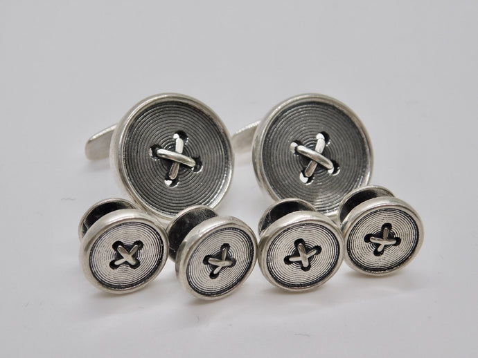Button Studs & Cuff Link Set - Sterling Silver