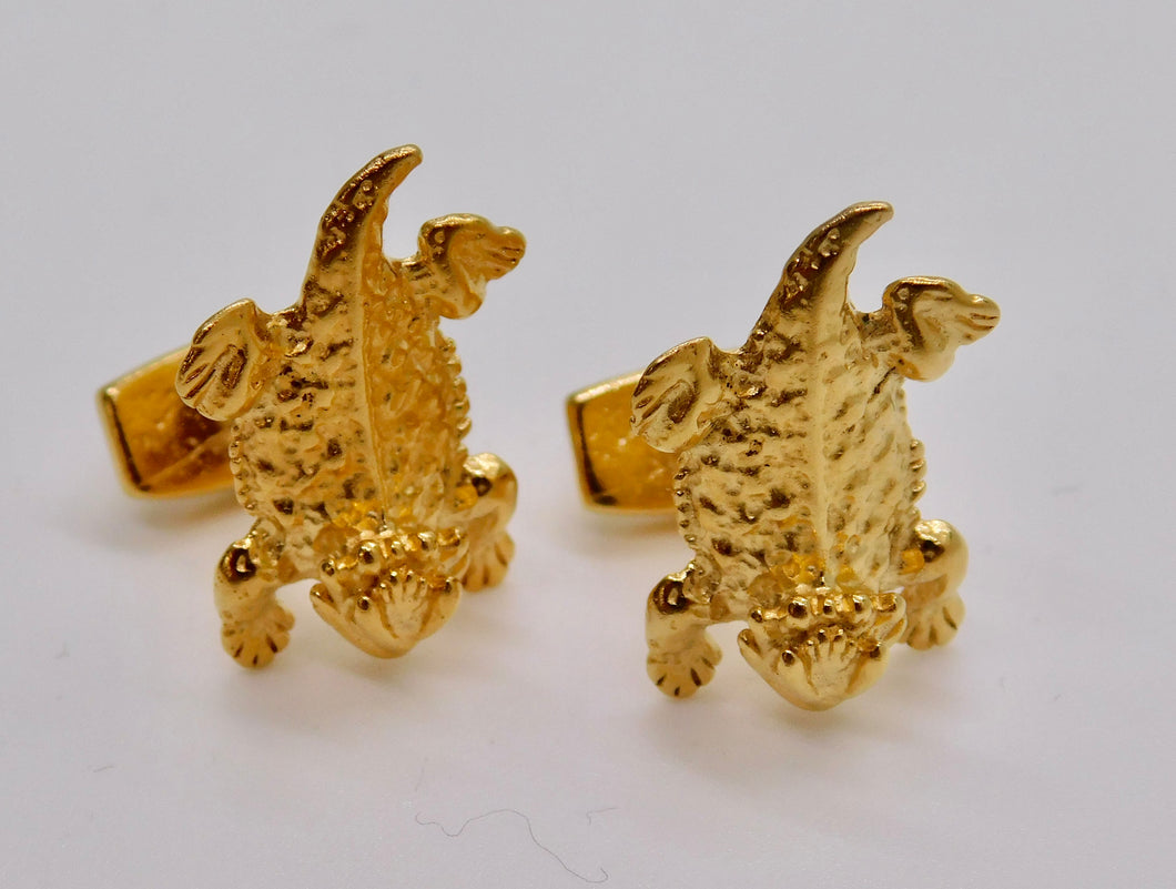Horned Frog cufflinks gold plated