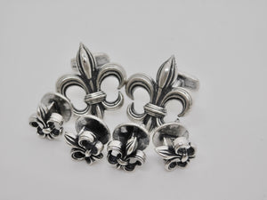 Fleur de Lis Studs & Cuff Link Set - Sterling Silver