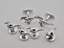 Load image into Gallery viewer, Mustang Stud &amp; Cuff Link Set - Sterling Silver