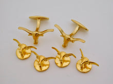 Load image into Gallery viewer, Longhorn Stud &amp; Cuff Link Set - Gold Plated