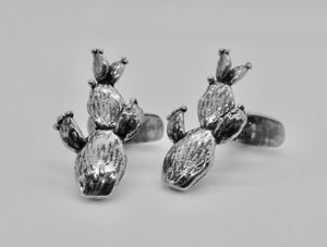 Prickly Pear Cactus Cuff Links - Sterling Silver
