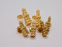 Load image into Gallery viewer, Oil Derrick Studs &amp; Cuff Set - Gold Plated