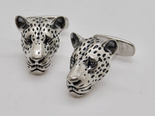Load image into Gallery viewer, Leopard Studs &amp; Cuff Link Set - Sterling Silver
