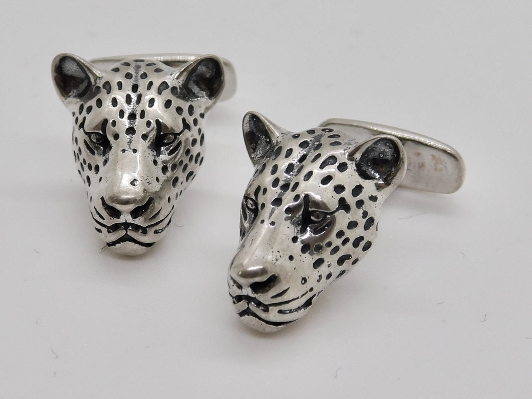 Leopard Cuff Links - Sterling Silver
