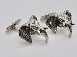 Elephant Studs & Cuff Link Set - Sterling Silver