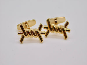 Barbed Wire Studs & Cuff Set - Gold Plated
