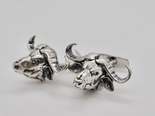 Load image into Gallery viewer, Cape Buffalo Studs &amp; Cuff Link Set - Sterling Silver