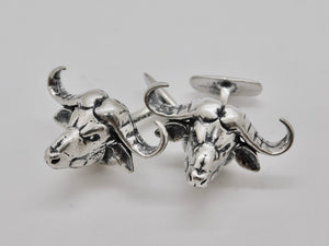 Cape Buffalo Studs & Cuff Link Set - Sterling Silver