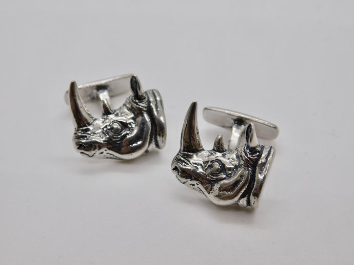 Rhino Cuff Links - Sterling Silver