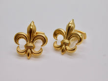 Load image into Gallery viewer, Fleur de Lis Studs &amp; Cuff Set - Gold Plated
