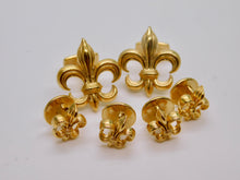 Load image into Gallery viewer, Fleur de Lis Studs &amp; Cuff Set - Gold Plated