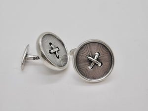 Button Cuff Links - Sterling Silver