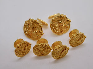Victorian Floral Studs & Cuff Set - Gold Plated