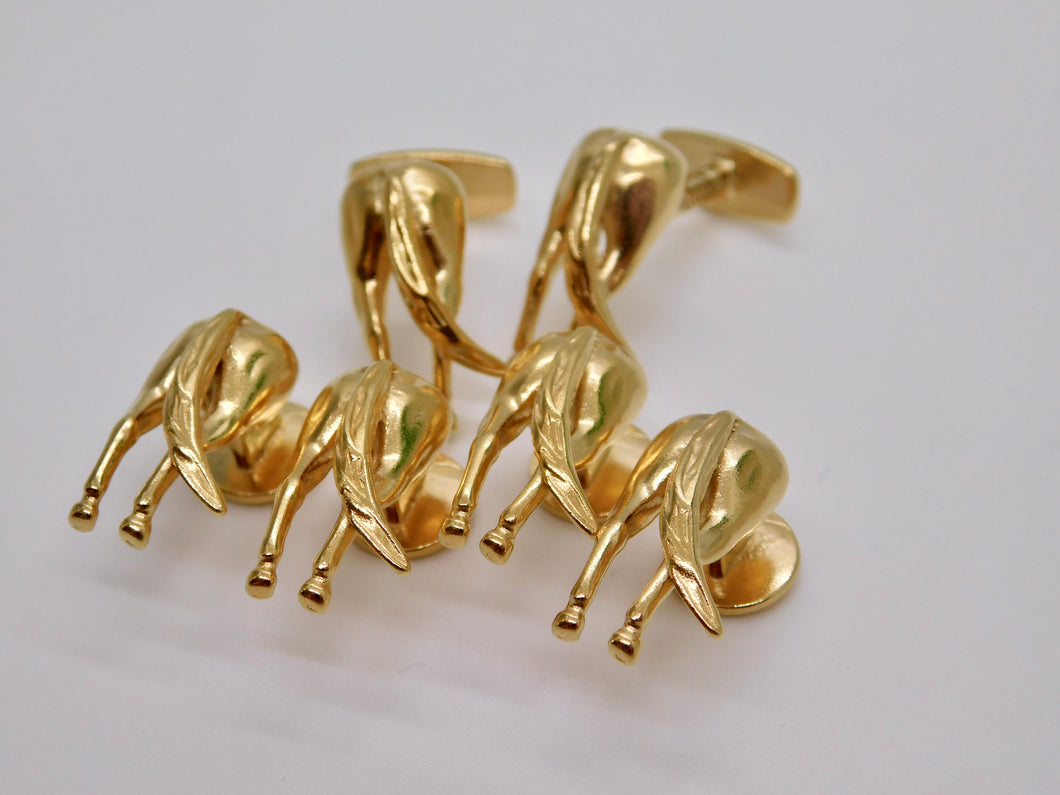 Horse Rear Studs & Cuff Set - Gold Plated