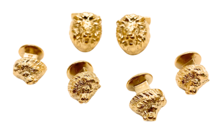 Lion Stud & Cuff Link Set - Gold Plated