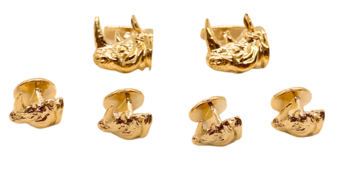 Rhino Stud & Cuff Link Set - Gold Plated